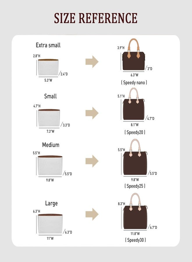 OAikor منظم حقائب OAikor متوافق مع حقائب lv Speedy 25/Monogram وغيرها، واقي خفيف الوزن ومقاوم للماء مصنوع من ورق دوبونت، مناسب لحقائب اليد النسائية، 11 جيبًا بسحاب (أبيض وبني، مقاس متوسط) - Image 2