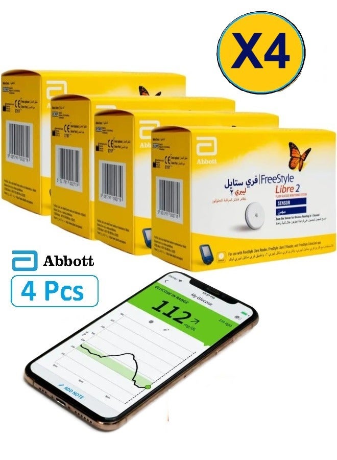 Abbott Pack of 4 Pieces Freestyle Libre 2 Flash Glucose Monitoring System Sensor Kit - Image 3