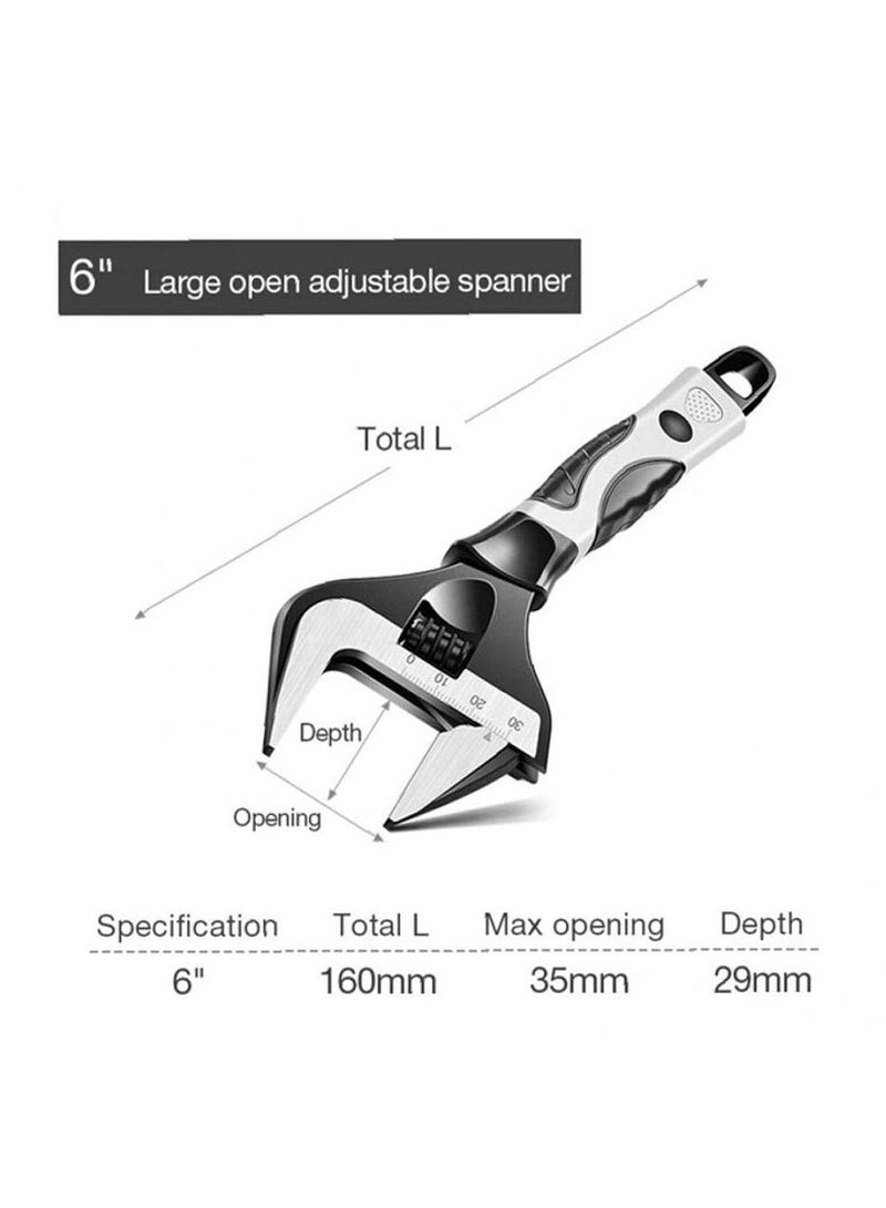 KASTWAVE Multifunction Adjustable Spanner with Scale, Large Opening Universal 6inch Pipe Bathroom Repair Hand Tools Home Essentials - Image 4