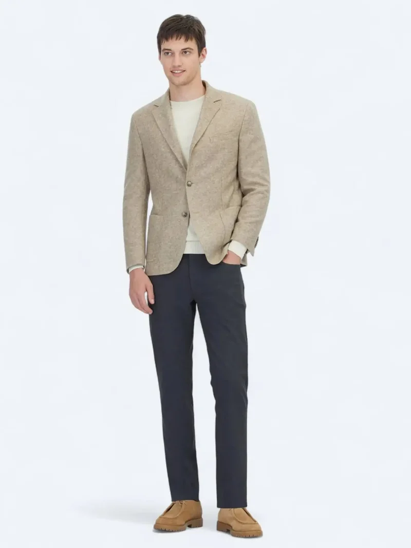 Kip Beige Patterned Modern Fit Wool Blended Jacket