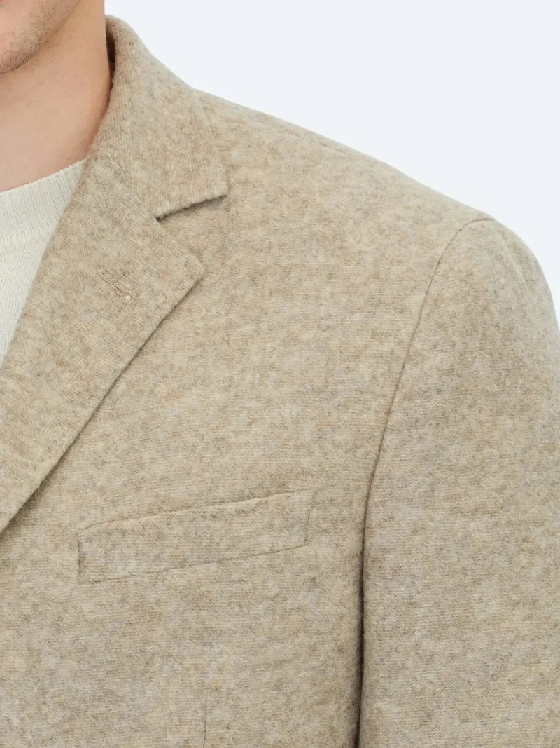 Kip Beige Patterned Modern Fit Wool Blended Jacket