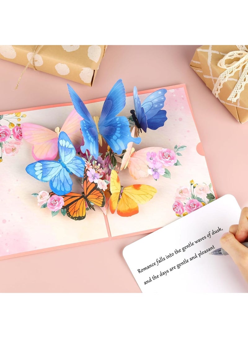 Zikra Pop Up Card - Butterfly and Flower 3D Greeting Card with Envelope for Any Occasion - Handmade Foldable Celebration Card for Birthday, Mother's Day, Anniversary, Valentine's Day - Image 2