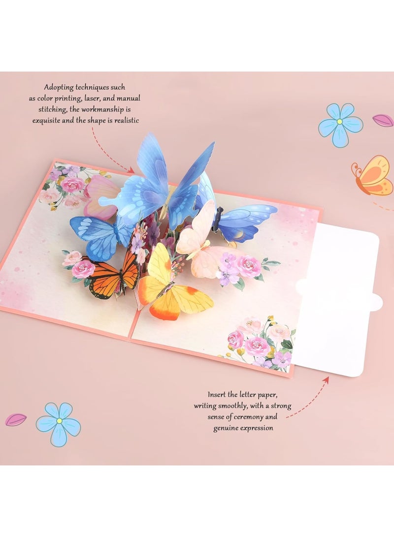 Zikra Pop Up Card - Butterfly and Flower 3D Greeting Card with Envelope for Any Occasion - Handmade Foldable Celebration Card for Birthday, Mother's Day, Anniversary, Valentine's Day - Image 4
