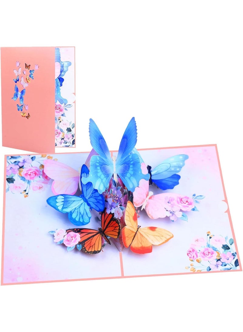 Zikra Pop Up Card - Butterfly and Flower 3D Greeting Card with Envelope for Any Occasion - Handmade Foldable Celebration Card for Birthday, Mother's Day, Anniversary, Valentine's Day - Image 1