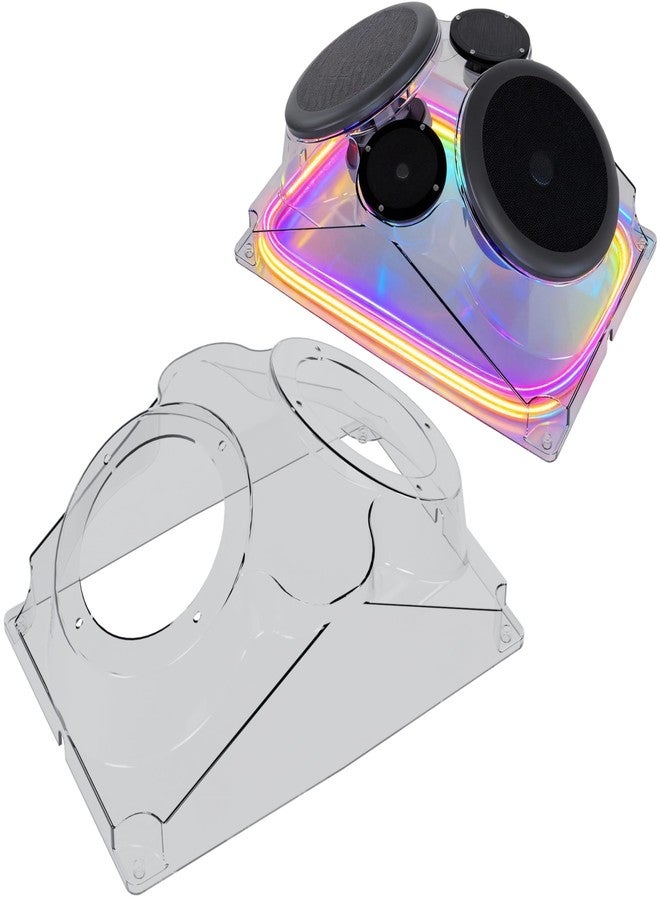 NARPES 6.5" inch Speaker&Tweeter Box for Polaris RZRm, Can Am X3, Golf Cart, UTV, ATV, Can Am X3, Marine Accessories, Overhead Roof 6 1/2" Universal Speaker Console Enclosure (Transparent) - Image 1