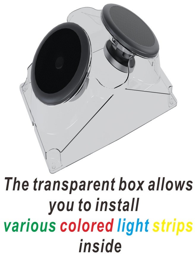 NARPES 6.5" inch Speaker&Tweeter Box for Polaris RZRm, Can Am X3, Golf Cart, UTV, ATV, Can Am X3, Marine Accessories, Overhead Roof 6 1/2" Universal Speaker Console Enclosure (Transparent) - Image 2