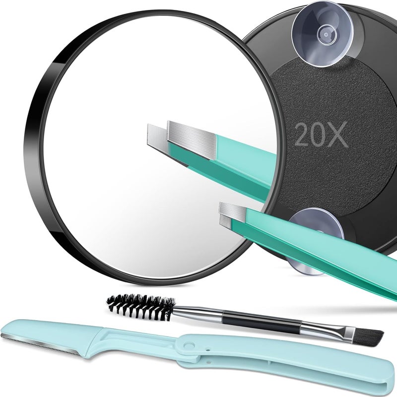 TsMADDTs 20X Magnifying Mirror with Suction Cups, Small Magnify Mirror, Travel Magnifying for Shaving, Blackhead Blemish Removal, 3.5IN