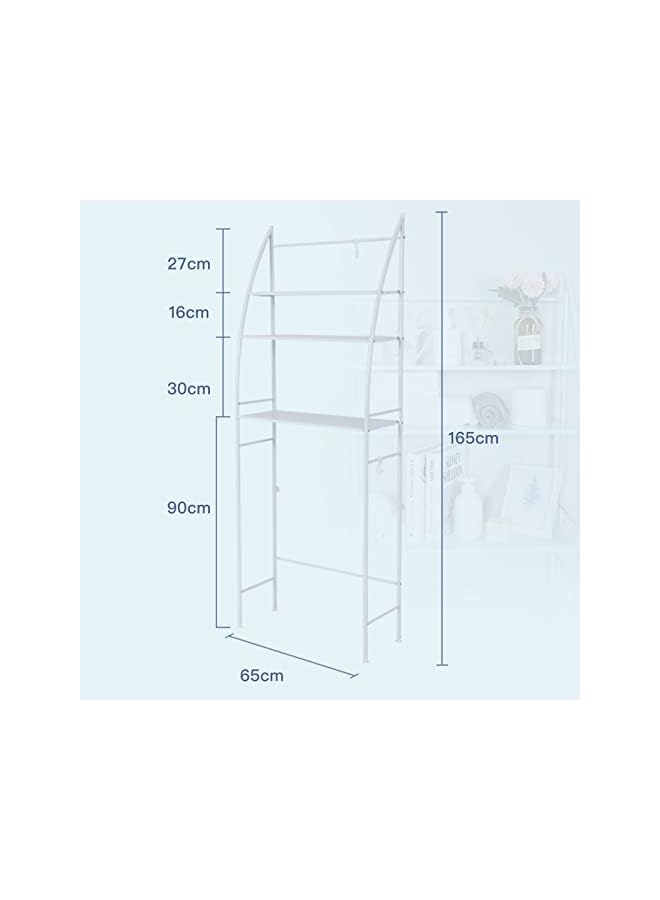 Raxoom TOUCH Washing Machine Storage Shelf Rack 3 Tiers, Bathroom Shelves Toilet Shelf Space Saving,Easy to Assemble Bathroom Storage Shelf No Drilling White,25x65x166 cm, TM-021 - Image 4