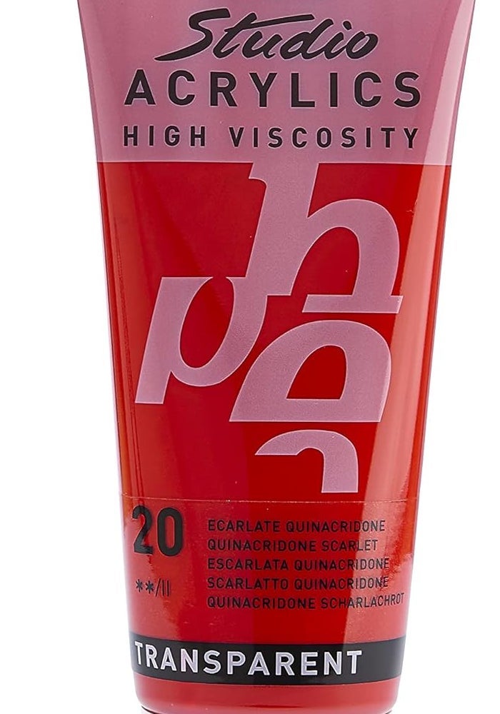 Pebeo Studio Acrylics - Quinacridone Scarlet - High Viscosity Acrylic Paint - 100ml Tube - Image 1