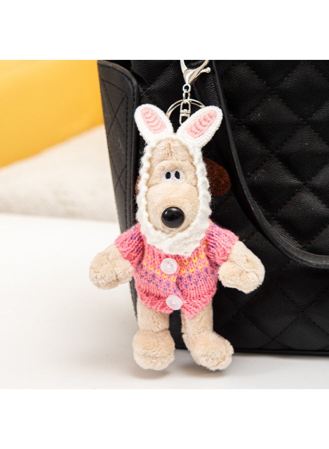 Leader Dog Doll Clothes Doll Plush Toy Keychain Car Interior Bag Pendant Cute Dog Gift-Specifications:Pink Sweater Small Pendant Master Dog-Color:15CM  - Image 1