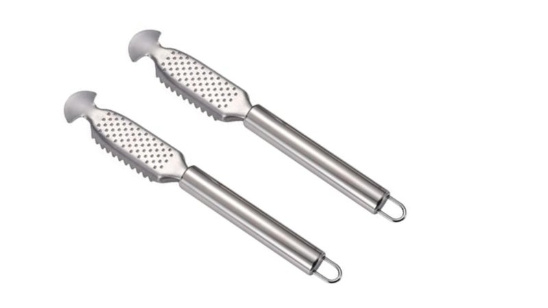 OLRADA Fish Scaler Brush Fish Scaler Remover with Stainless Steel Sawtooth Fish Descaler Tool for Family Kitchen Seafood 2Pcs - Image 1