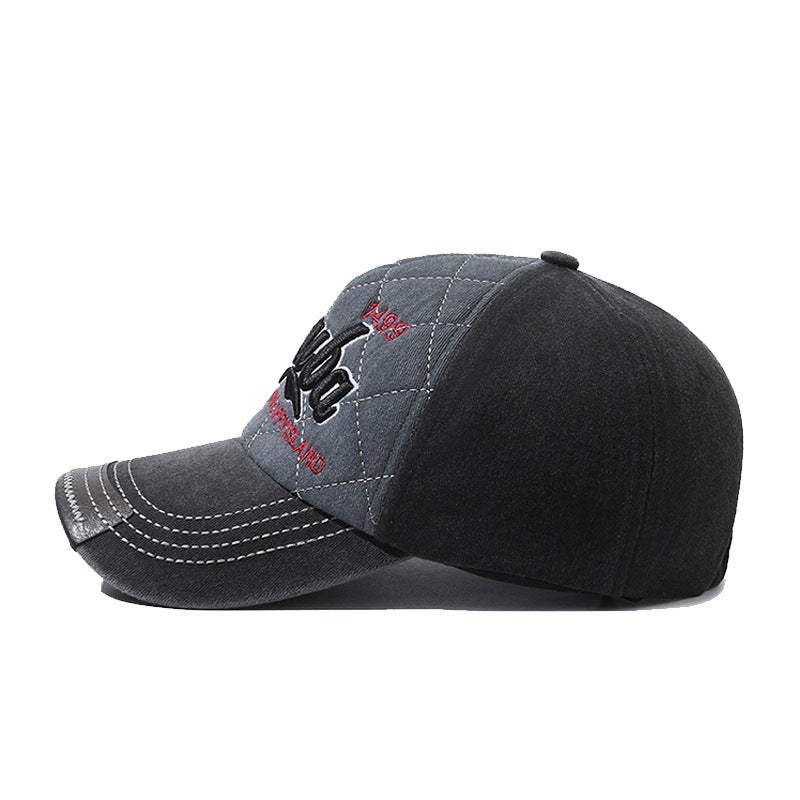 Washed Cotton Denim Baseball Cap with Vintage Embroidery - Image 2