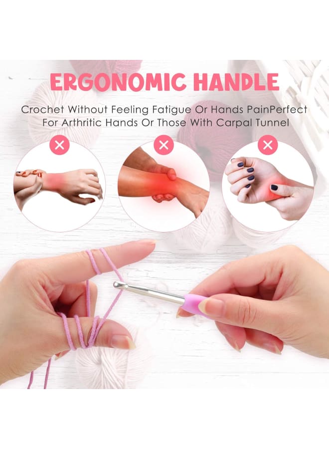 14 Sizes Crochet Hooks Set with Case, Ergonomic Aluminum Handle Crochet Hooks Needles for Arthritic Hands, Smooth Knitting Needles for Superior Results. Best Gift! … - Image 3