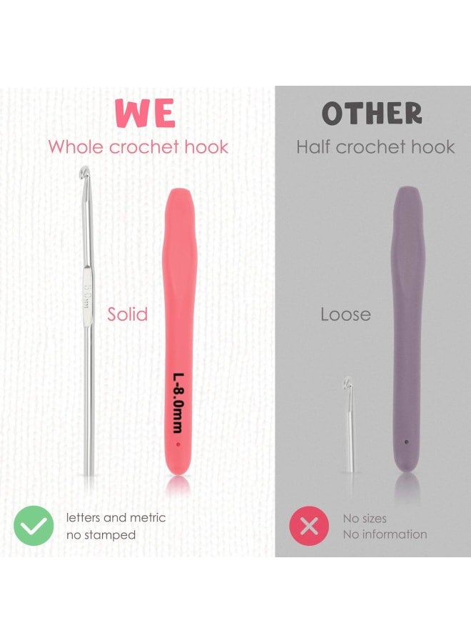 14 Sizes Crochet Hooks Set with Case, Ergonomic Aluminum Handle Crochet Hooks Needles for Arthritic Hands, Smooth Knitting Needles for Superior Results. Best Gift! … - Image 4