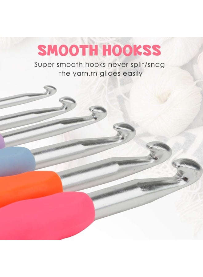 14 Sizes Crochet Hooks Set with Case, Ergonomic Aluminum Handle Crochet Hooks Needles for Arthritic Hands, Smooth Knitting Needles for Superior Results. Best Gift! … - Image 5