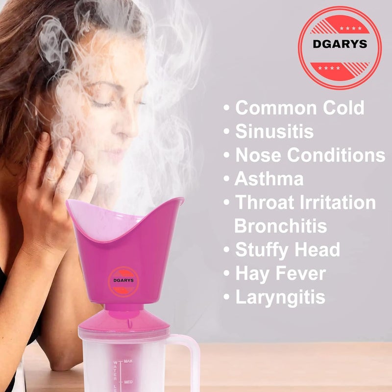 DGARYS 3 in One Steam Vaporizer machine for Cold and Cough with Nozzle Inhaler, Facial Sauna and Facial Steamer for Face and Nose, Face, Spa, Nose, and Cough Steamer (PINK) - Image 4