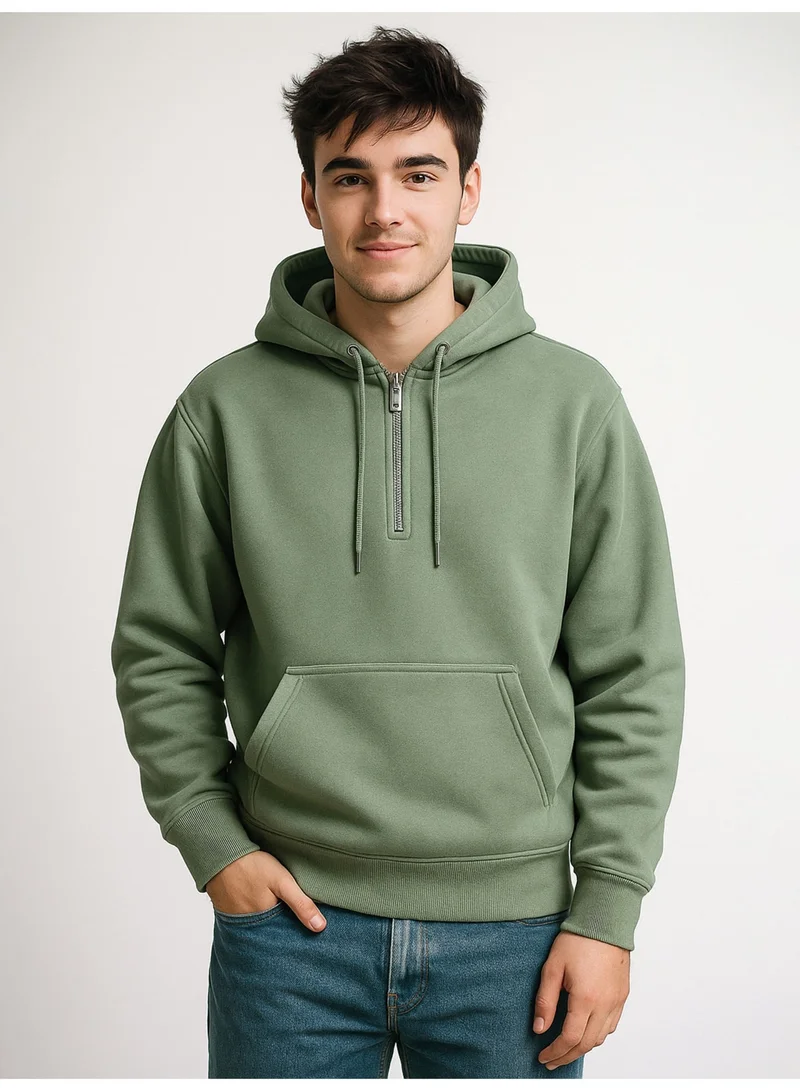 مانياك سويت شيرت رجالي بغطاء رأس من القطن فليس بلون أخضر صياد من مانياك