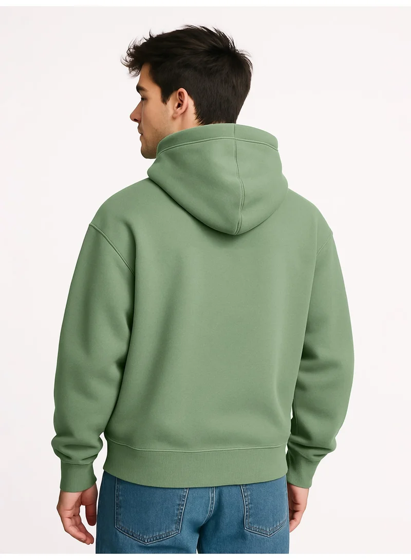 Maniac  Maniac Mens Plain Hooded Neck Full Sleeve Hunter Green Cotton Fleece Sweatshirt for Men | Best Price UAE