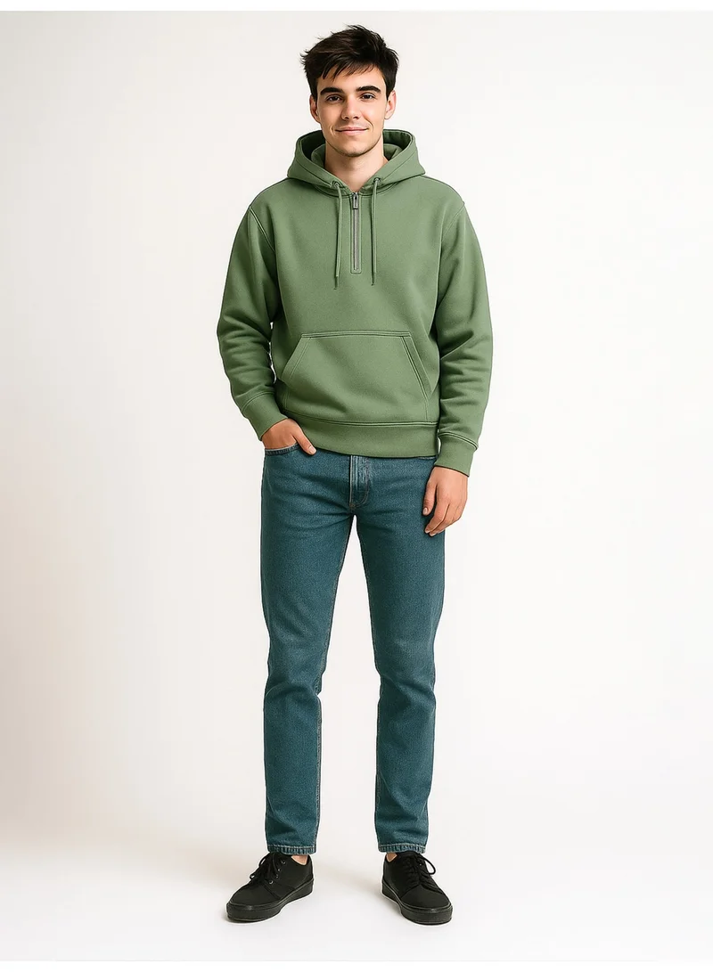Maniac  Maniac Mens Plain Hooded Neck Full Sleeve Hunter Green Cotton Fleece Sweatshirt for Men | Best Price UAE