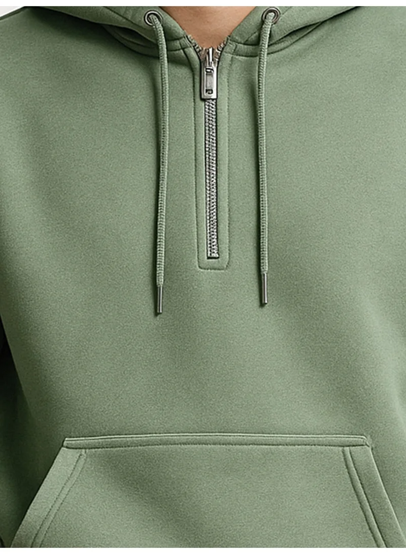 Maniac  Maniac Mens Plain Hooded Neck Full Sleeve Hunter Green Cotton Fleece Sweatshirt for Men | Best Price UAE