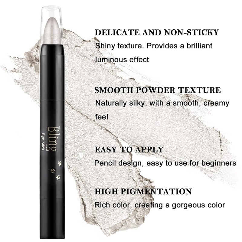 Boobeen Eyeshadow Pencil Crayon Waterproof Stick Shimmer Cream Pen - Create Glitter Eye Makeup, Easy to Use (01#+15#) - Image 3