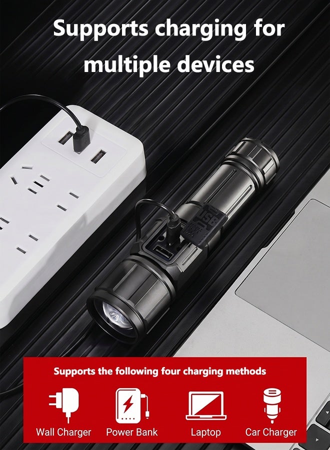 BASILKIT Rechargeable LED Flashlight ，Zoomable White Laser , Type-C Rechargeable, Magnetic Base with COB Side Light for Multiple Use Cases， 2400mAh Rechargeable Battery for Ultra-long battery life ， Red/White Light, Waterproof for Camping & Outdoor ，for Emergencies - Image 2
