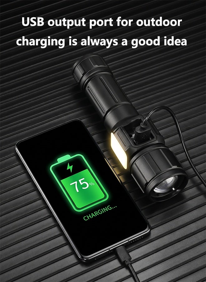 BASILKIT Rechargeable LED Flashlight ，Zoomable White Laser , Type-C Rechargeable, Magnetic Base with COB Side Light for Multiple Use Cases， 2400mAh Rechargeable Battery for Ultra-long battery life ， Red/White Light, Waterproof for Camping & Outdoor ，for Emergencies - Image 3