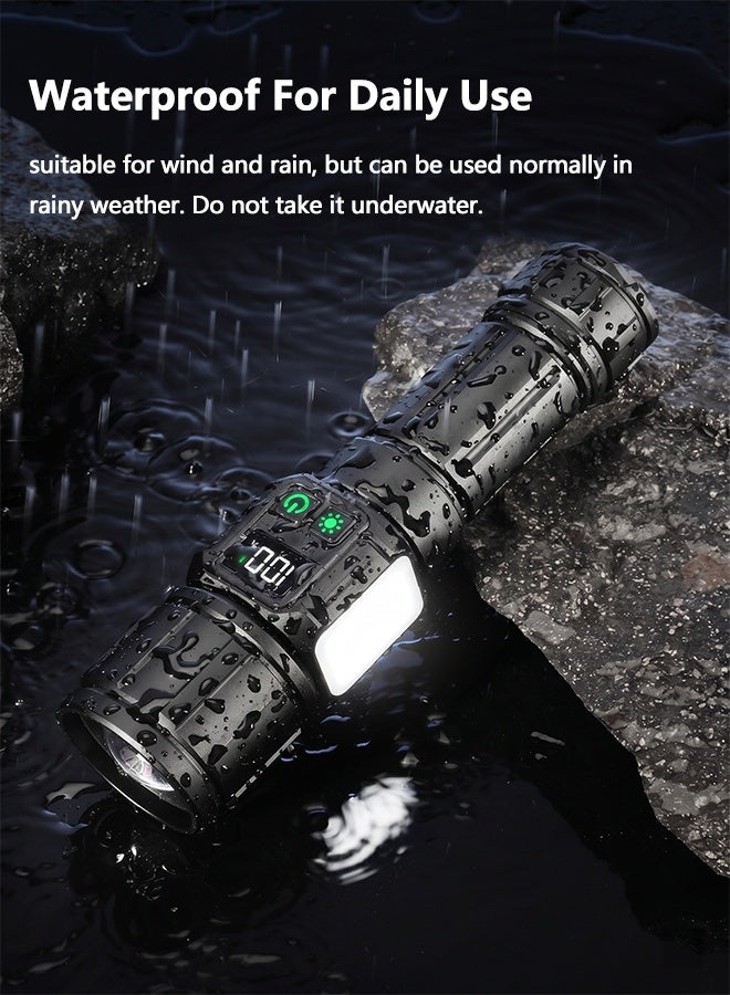 BASILKIT Rechargeable LED Flashlight ，Zoomable White Laser , Type-C Rechargeable, Magnetic Base with COB Side Light for Multiple Use Cases， 2400mAh Rechargeable Battery for Ultra-long battery life ， Red/White Light, Waterproof for Camping & Outdoor ，for Emergencies - Image 5
