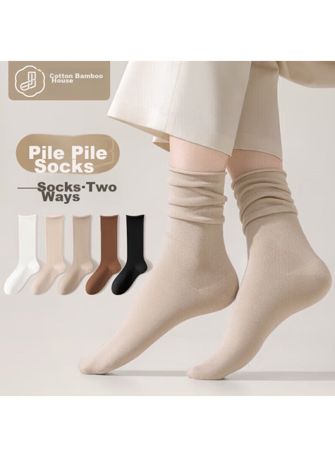 B&C.ROOM Mianzhuwu Women's Autumn Socks, Slouchy Mid-calf Socks, Sweat-absorbing, Odor-resistant, Antibacterial, Pure Cotton, Seamless Long Socks - Image 5