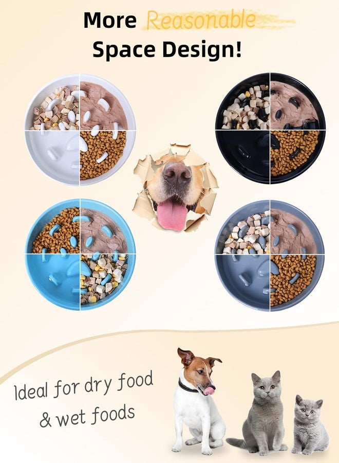 GDCZ Dog Slow Feeder Bowl, Round Ceramic Pet Food Bowl for Medium Breed, Fun Raised Dog Bowls to Slow Down Eating (Grey, M-1.3 Cups+Stand) - Image 3