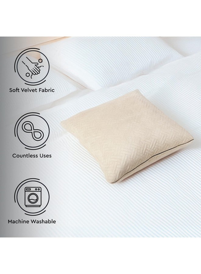 Encasa XO Cushion Covers 60x60 cm Set of 2 | Solid Color Quilted Velvet Sofa Cushion Covers | only Covers No Insert | Both Side Quilted Fabric | Beige | Decorative Pillow Covers for Home-150 TC - Image 5
