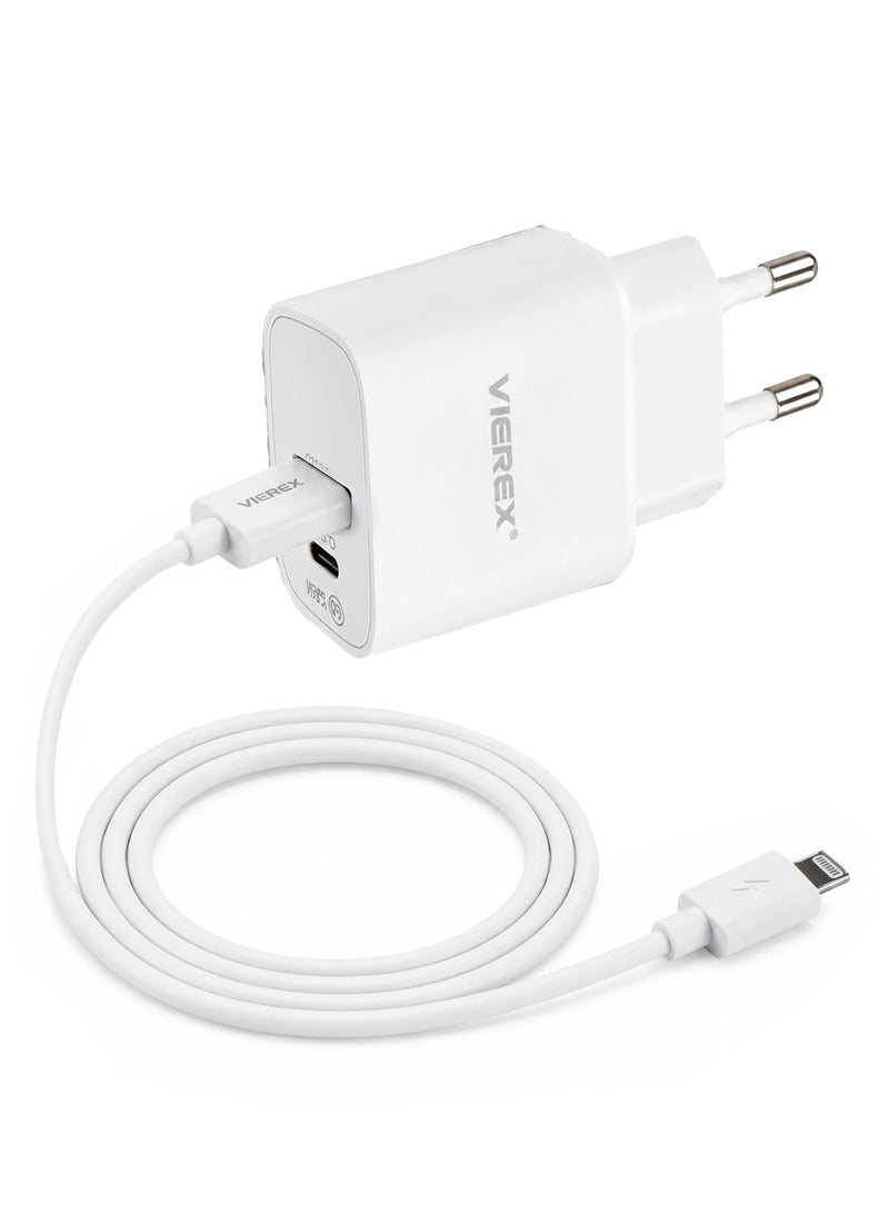 Vierex 25W Dual Port Fast Wall Charger Includes USB-C to Lightning Cable for Apple 14/13/12/13 - Image 4