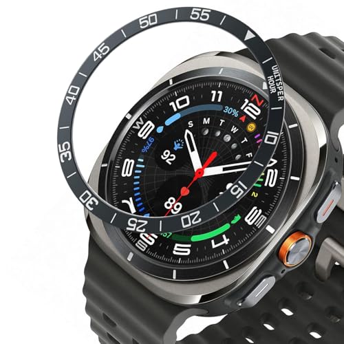 DEALELE Bezel Cover Compatible with Samsung Galaxy Watch Ultra 47mm (2025/2024), Time Scale Stainless Steel Metal Bezel Ring Adhesive Cover Anti Scratch Protector Accessory, Titanium gray - Image 1