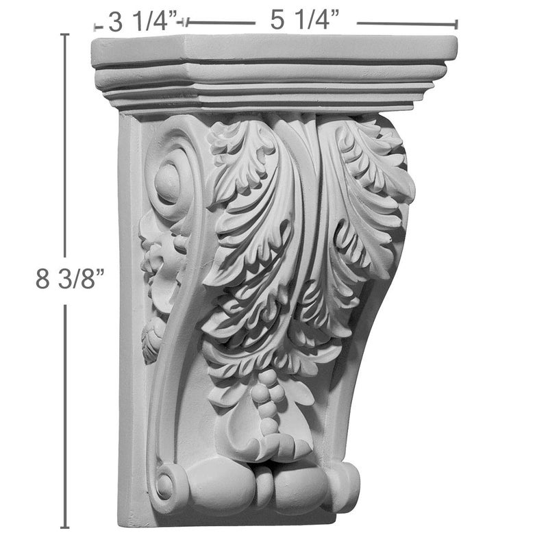 Ekena Millwork COR05X03X08ED 5 1/4-Inch W x 3 1/4-Inch D x 8 3/8-Inch H Edinburgh Corbel , White - Image 2