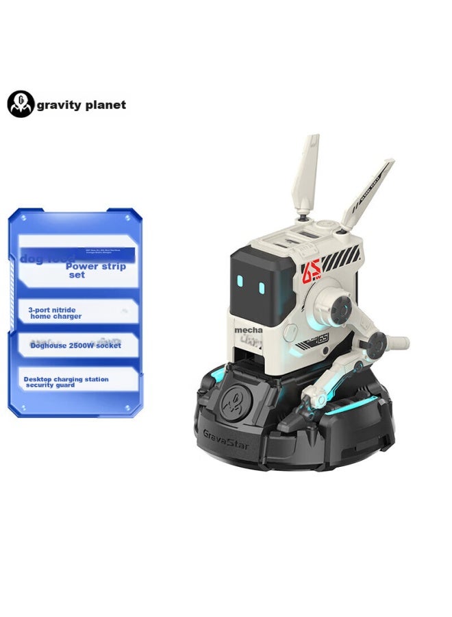 Gravastar Gravity Planet Dog Nitrogen Socket Set： 65w Gallium Nitride Charger + Dog Bed Socket, Personalized Fast Charging Head Multi-in Desktop Cool Mechanical Ornament, Compatible With Apple, Huawei, Android, White - Image 5