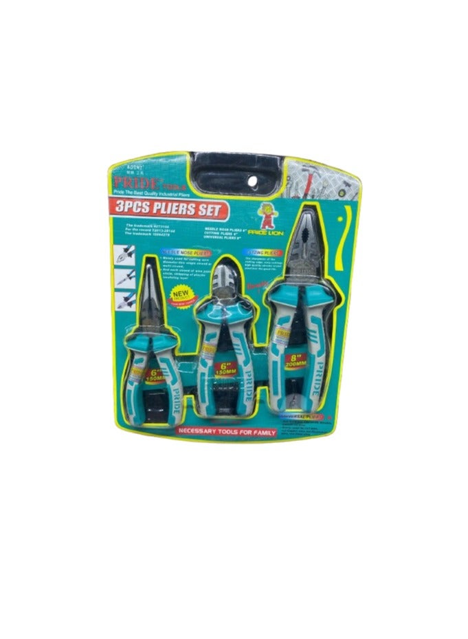 Pride 3 Pcs Pliers Set Combination Pliers Cutting Pliers Needle Nose Pliers 4487  - Image 2