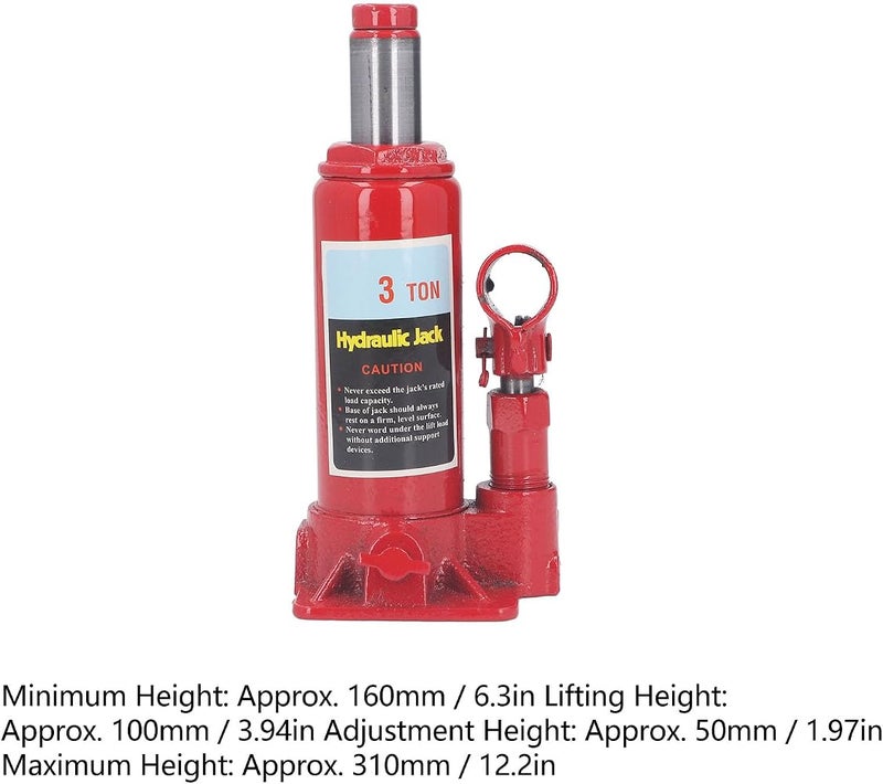 Bewinner 3 Ton Hydraulic Jack, Welded Bottle Jack with Pump Handle, Double Stage Sliders For Car Truck, Patented Bypass Mechanism, Machined Cylinders with Die Cut Threads, Serrated - Image 3