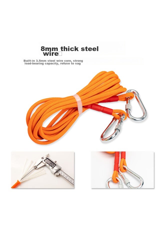 Canle Kanle Outdoor Thickened Steel Wire Clothesline, Outdoor Drying Quilt Tool, Travel Car Roof Polyester Climbing Rope, 8mm 10 Meters - Image 3