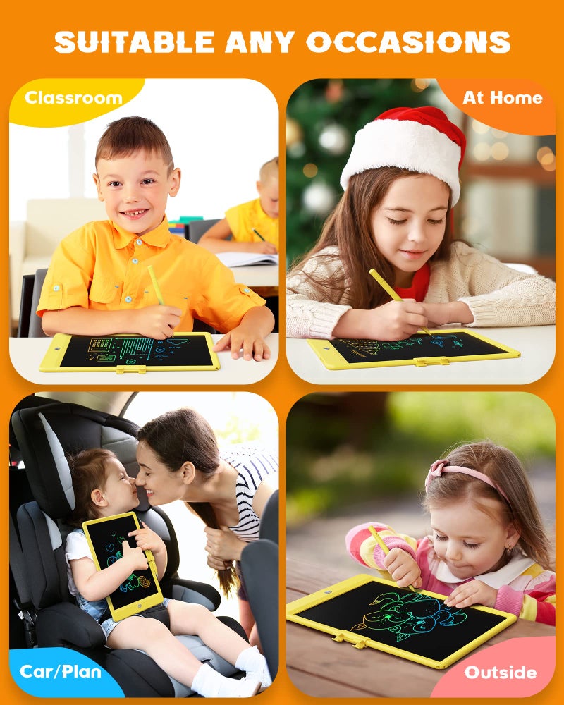 Bravokids LCD Writing Tablet for 3-8 Year Old Girls and Boys - 10 Inch Electronic Doodle Board Drawing Pad, Educational Birthday Gift for Kids and Toddlers (Yellow) - Image 5
