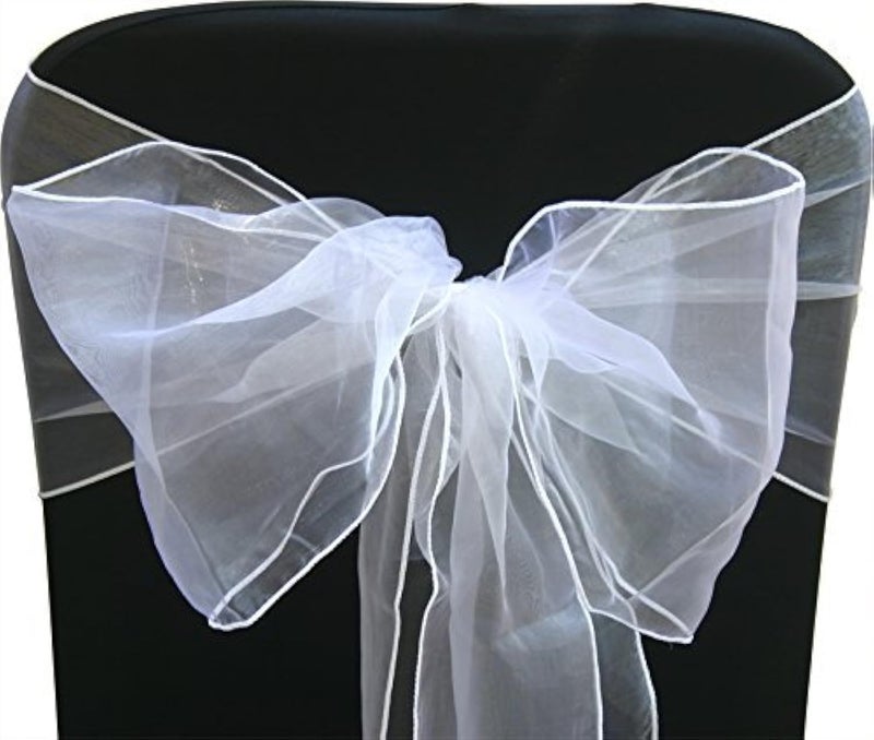SARVAM FASHION Elegant Organza Chair Sashes Sheer Fabric Sashes for Weddings Parties and Special Events  Pack of 10 Pieces White