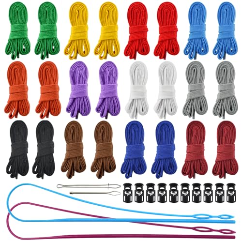 BDS-HOME 24pcs 12colors Flat Drawstring Cord Replacement, Clothing Hoodie Drawstring with Three Drawstring Threading Devices, Sweatshirt, Sweatpants, Casual Pants, Rope Replacement (48inch Long) - Image 1