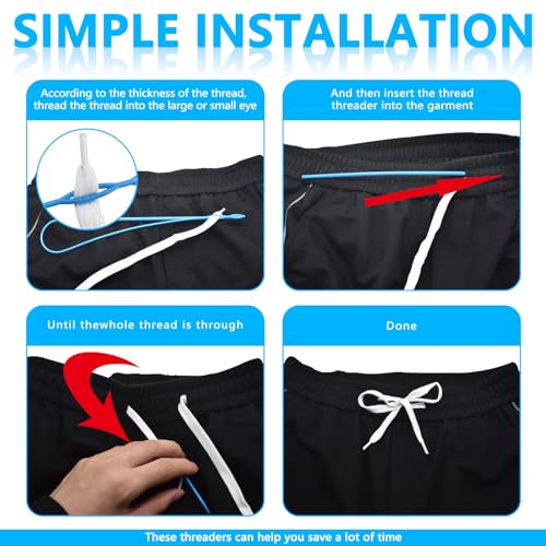 BDS-HOME 24pcs 12colors Flat Drawstring Cord Replacement, Clothing Hoodie Drawstring with Three Drawstring Threading Devices, Sweatshirt, Sweatpants, Casual Pants, Rope Replacement (48inch Long) - Image 5