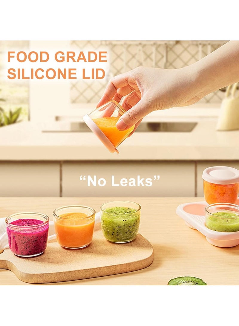 Bukela Baby Food Containers, 2.6oz 75ml Set of 4 Glass Baby Food Jars, Small Food Storage Containers with Lids and Stackable Tray, BPA-Free, Leakproof & Airtight & Reusable Baby Puree Containers - Image 3