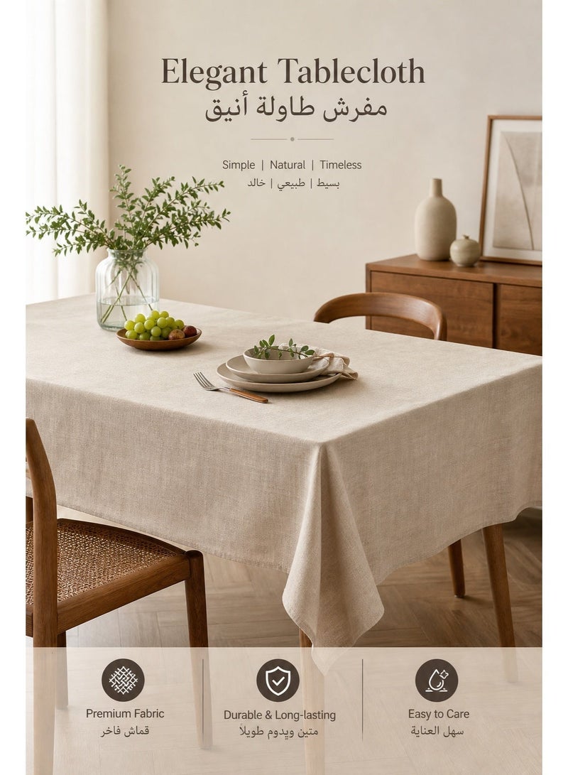 Tablecloth, Washable Tablecloth & Kitchen Tablecloth, Polyester Waterproof Oil-Proof & Easy to Wipe, Wrinkle-Resistant with Good Drapability, Luxury Texture, Fit for Various Table Sizes, for Dining Table, Villa, Hotel, Afternoon Tea, Suitable for Middle Eastern Families, (140CMx180CM) - Image 1