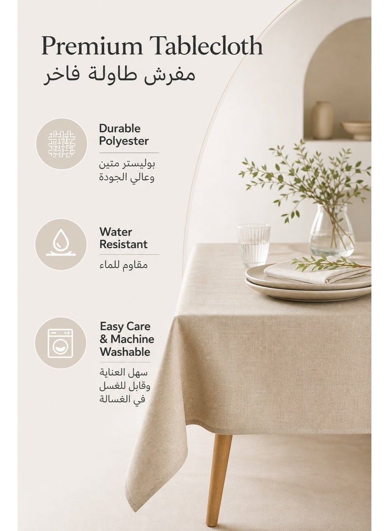 Tablecloth, Washable Tablecloth & Kitchen Tablecloth, Polyester Waterproof Oil-Proof & Easy to Wipe, Wrinkle-Resistant with Good Drapability, Luxury Texture, Fit for Various Table Sizes, for Dining Table, Villa, Hotel, Afternoon Tea, Suitable for Middle Eastern Families, (140CMx180CM) - Image 4