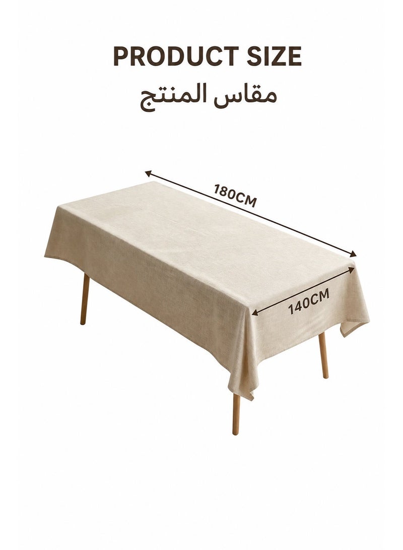 Tablecloth, Washable Tablecloth & Kitchen Tablecloth, Polyester Waterproof Oil-Proof & Easy to Wipe, Wrinkle-Resistant with Good Drapability, Luxury Texture, Fit for Various Table Sizes, for Dining Table, Villa, Hotel, Afternoon Tea, Suitable for Middle Eastern Families, (140CMx180CM) - Image 5