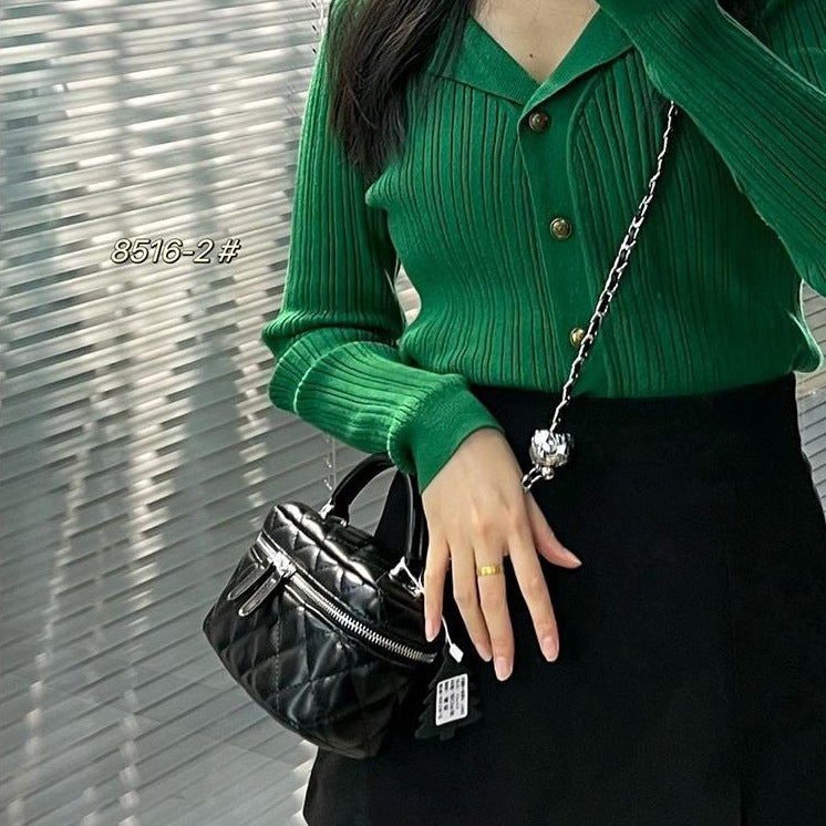 European Genuine Leather Mobile Phone Bag Mini Bag Rhomboid Chain Bag Red Bag Women'S Chanel Style Crossbody Bag Small Bag Box Bag - Image 5