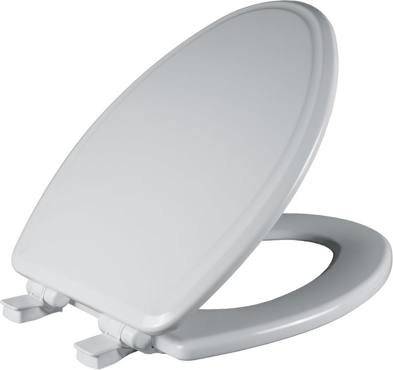 Bemis Ashland Modern Wood Toilet Seat with Decorative Edge, Slow Close, Secure Hinges, Made in USA, Elongated, White - Image 1