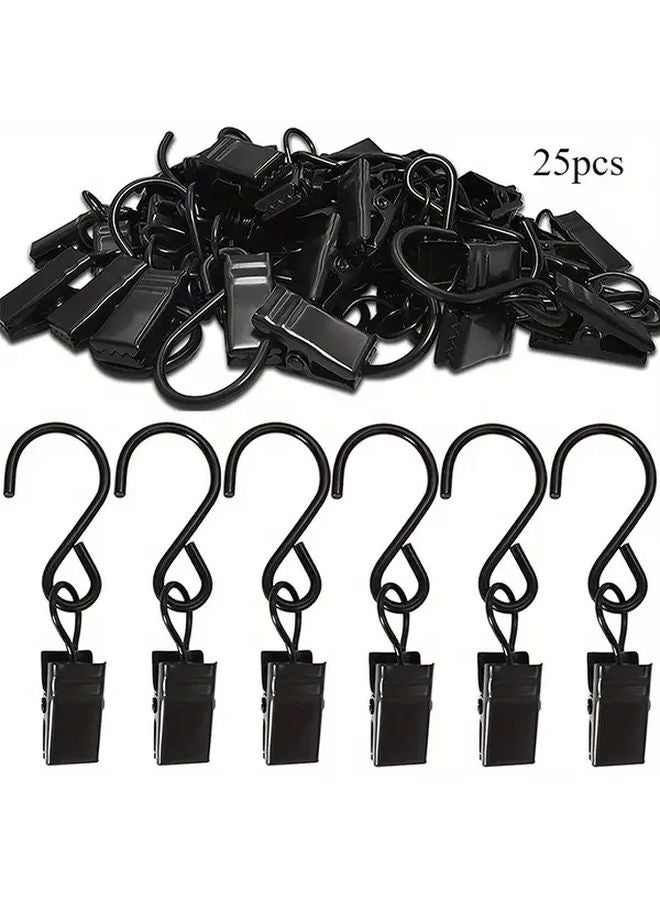 25pcs Black S Hooks 2 4 Inch Metal Screw In For Hanging Decorations - Image 1
