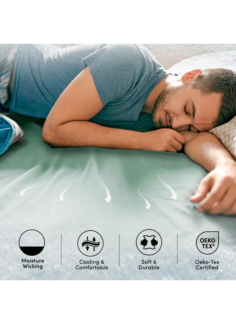 Comfort Spaces Comfort Spaces Coolmax Moisture Wicking Fitted Sheet ONLY Super Soft  Fade Resistant  All Elastic Deep Pocket Fits Up to 16"" Mattress - Warm Weather Cooling Sheets for Night Sweats  Queen  Aqua  - Image 5